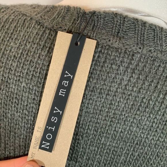 Noisy May Grey Knit Sweater with Faux Leather - Picture 7 of 8